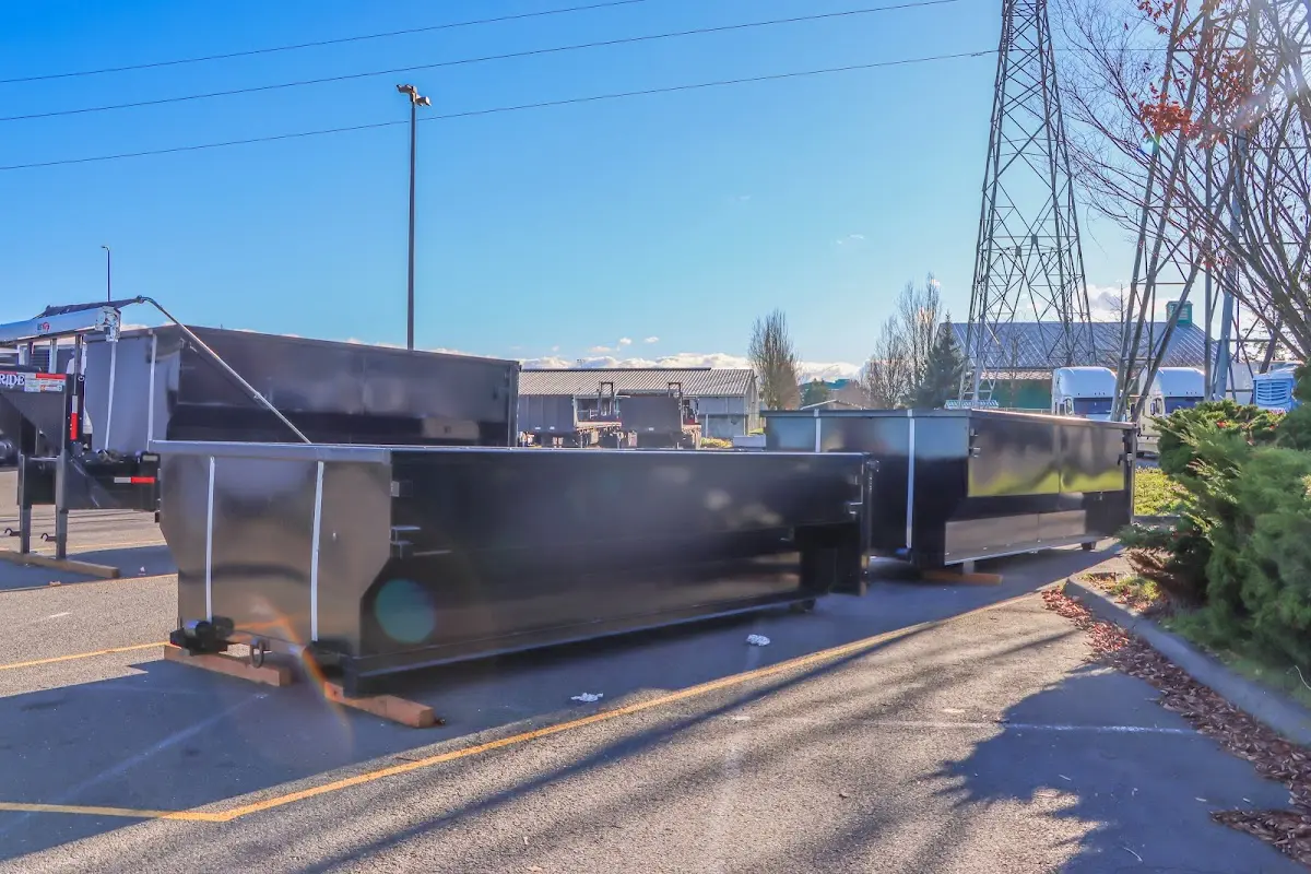 Roll-off dumpster ready for waste disposal at job site for Cleanout Dumpster Rental in South Windsor